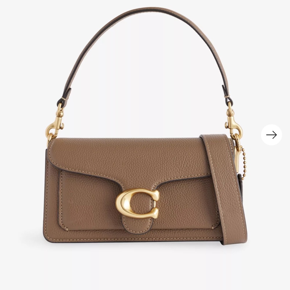 Designer-Inspired Taupe Leather Shoulder Bag with Gold Hardware